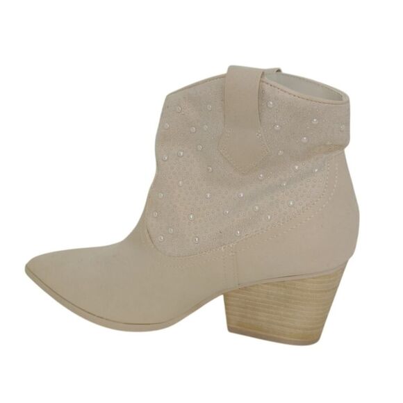 MIA Lau Anne Designer Womens NEW w/Tags Tan Embellished Ankle Boots - sz. 8 1/2 - Picture 2 of 7